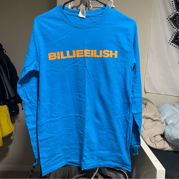 BILLIE EILISH BLOHSH OFFICIAL MERCH don’t smile at me blue longsleeve SIZE SMALL - Picture 1 of 8
